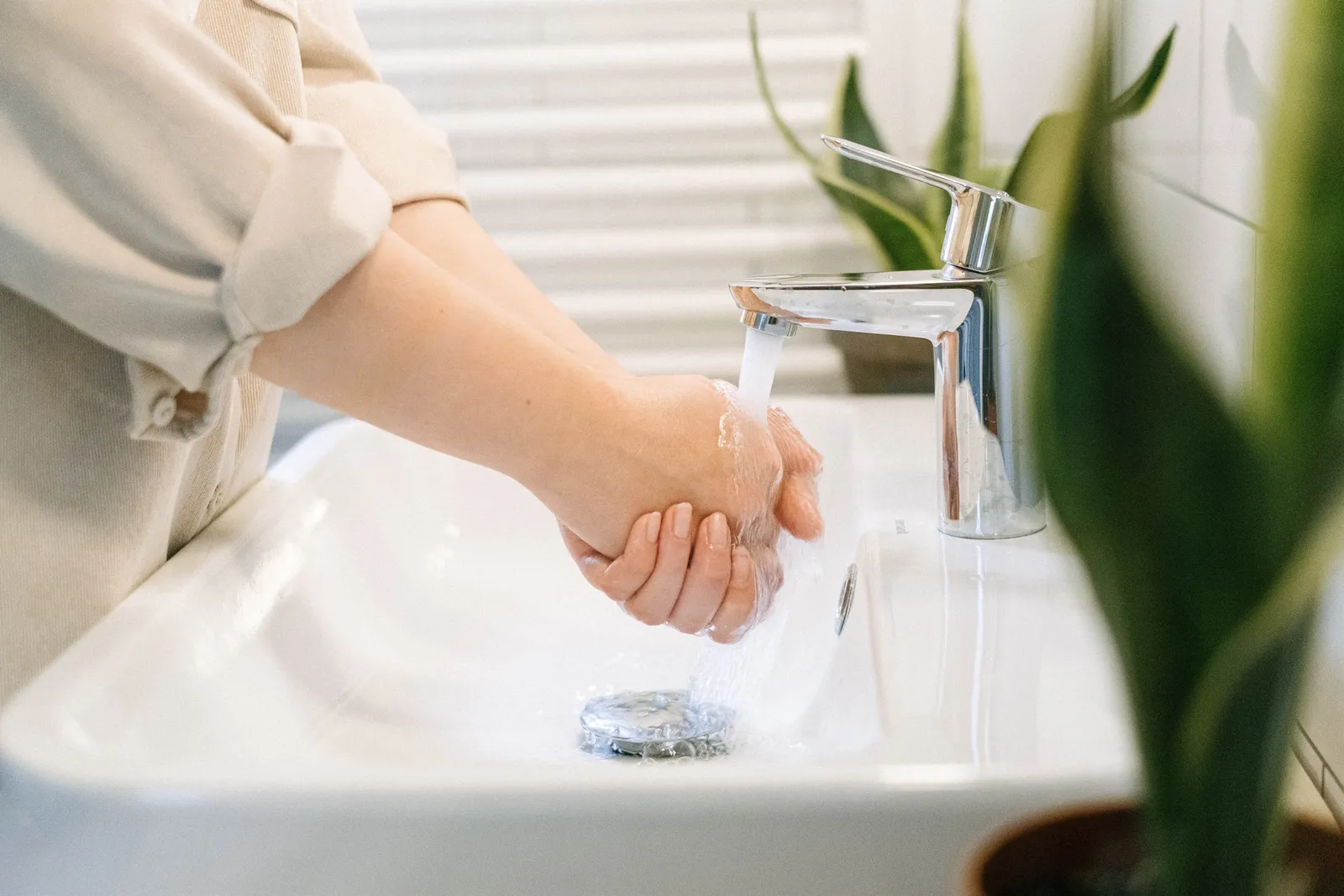 Clean water running from a household tap